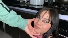 Roommate Ravages Me in the Kitchen, Unload on My Cute Face